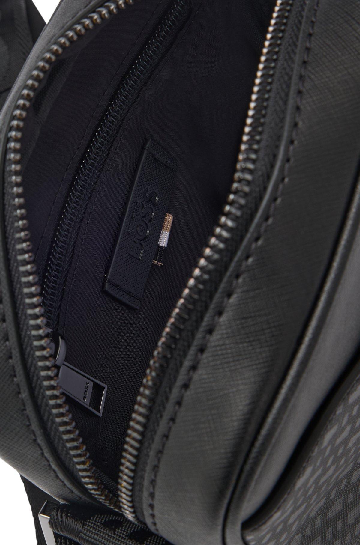 BOSS - Reporter bag with monogram-patterned front pocket - Black Product Image