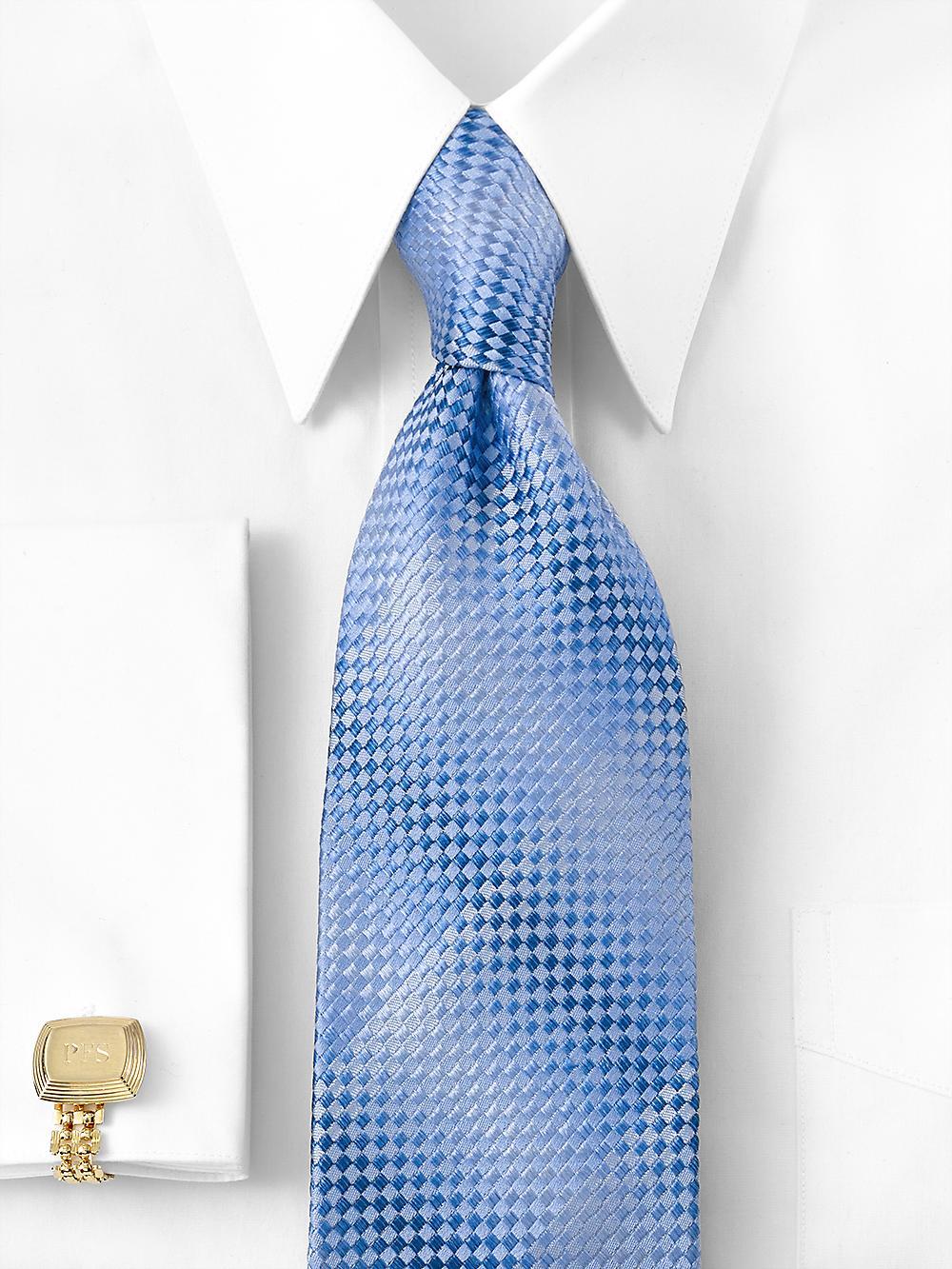 Geometric Woven Silk Tie - Blue Product Image