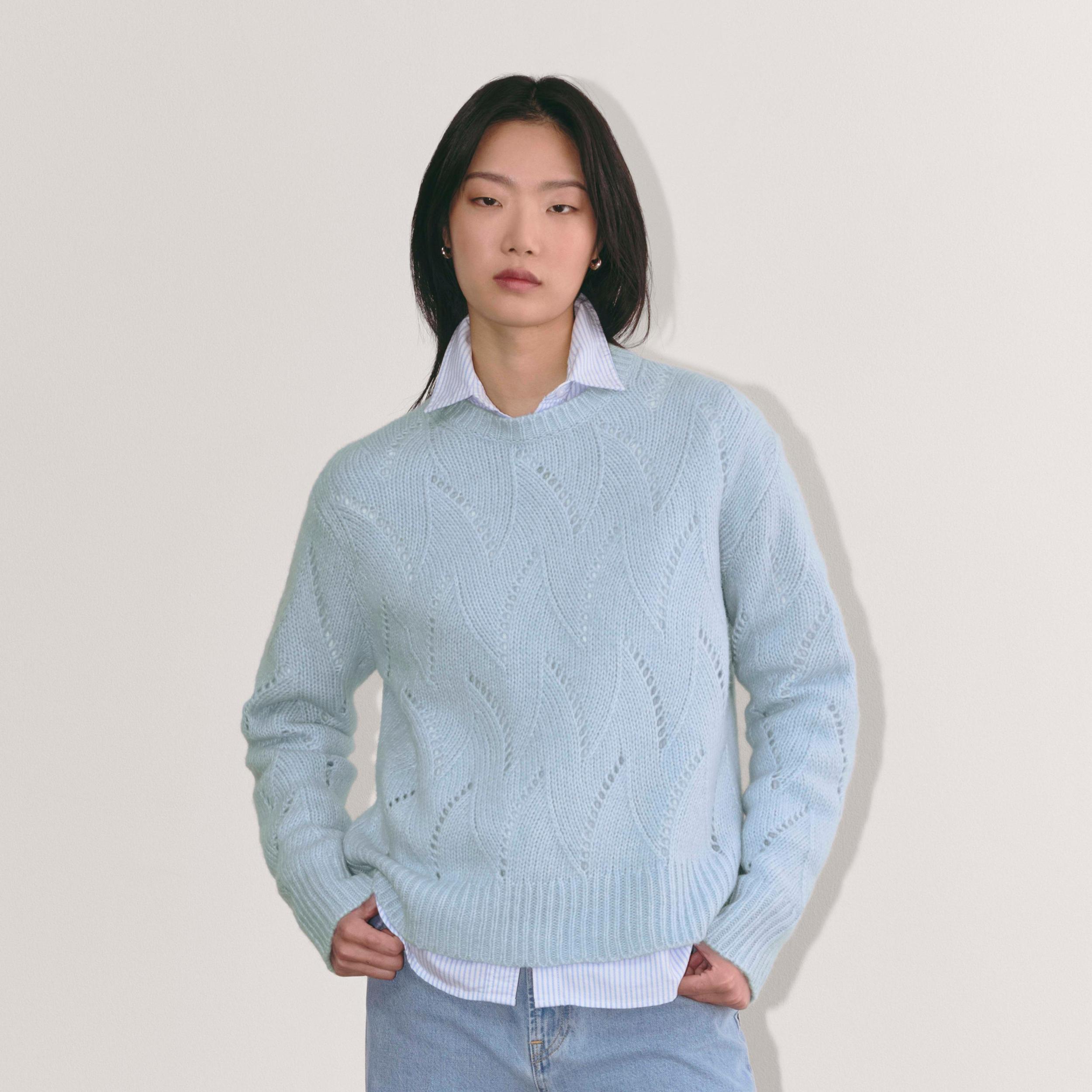 The Pointelle Sweater in Cloud Product Image