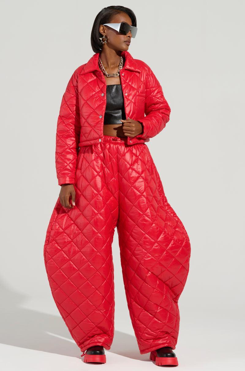 VIVI CROPPED PUFFER BOMBER IN RED Product Image