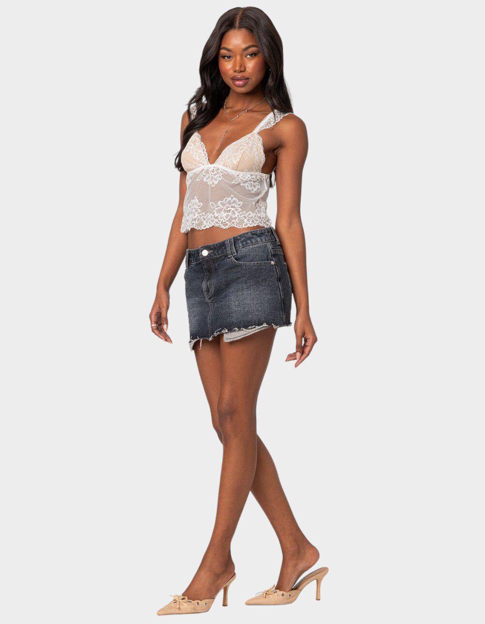 EDIKTED Washed Denim Mini Skirt Product Image