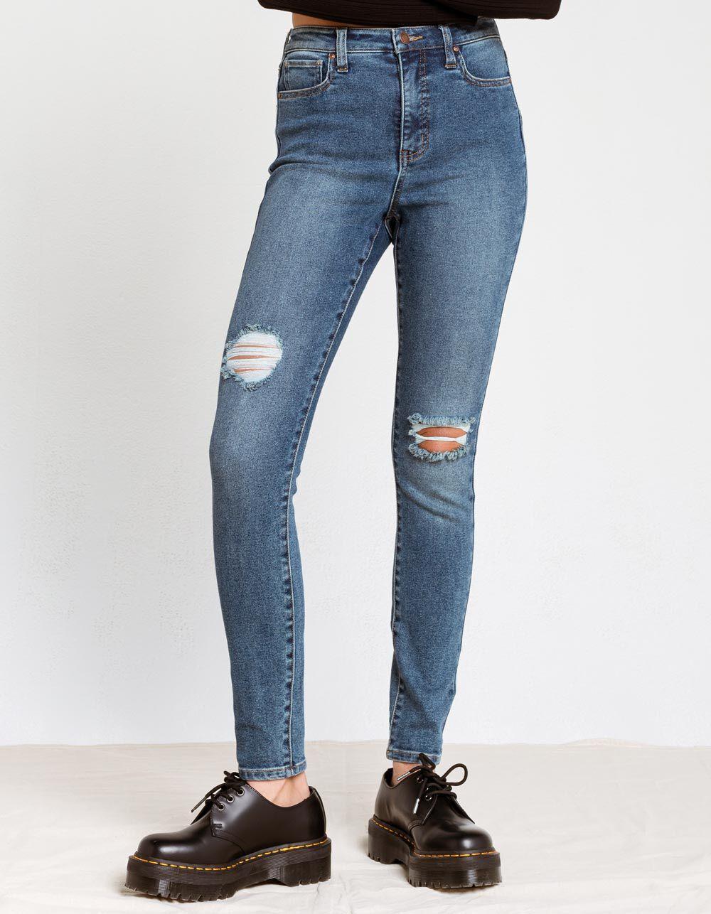 RSQ Curvy Womens High Rise Skinny Jeans - MEDIUM WASH Product Image