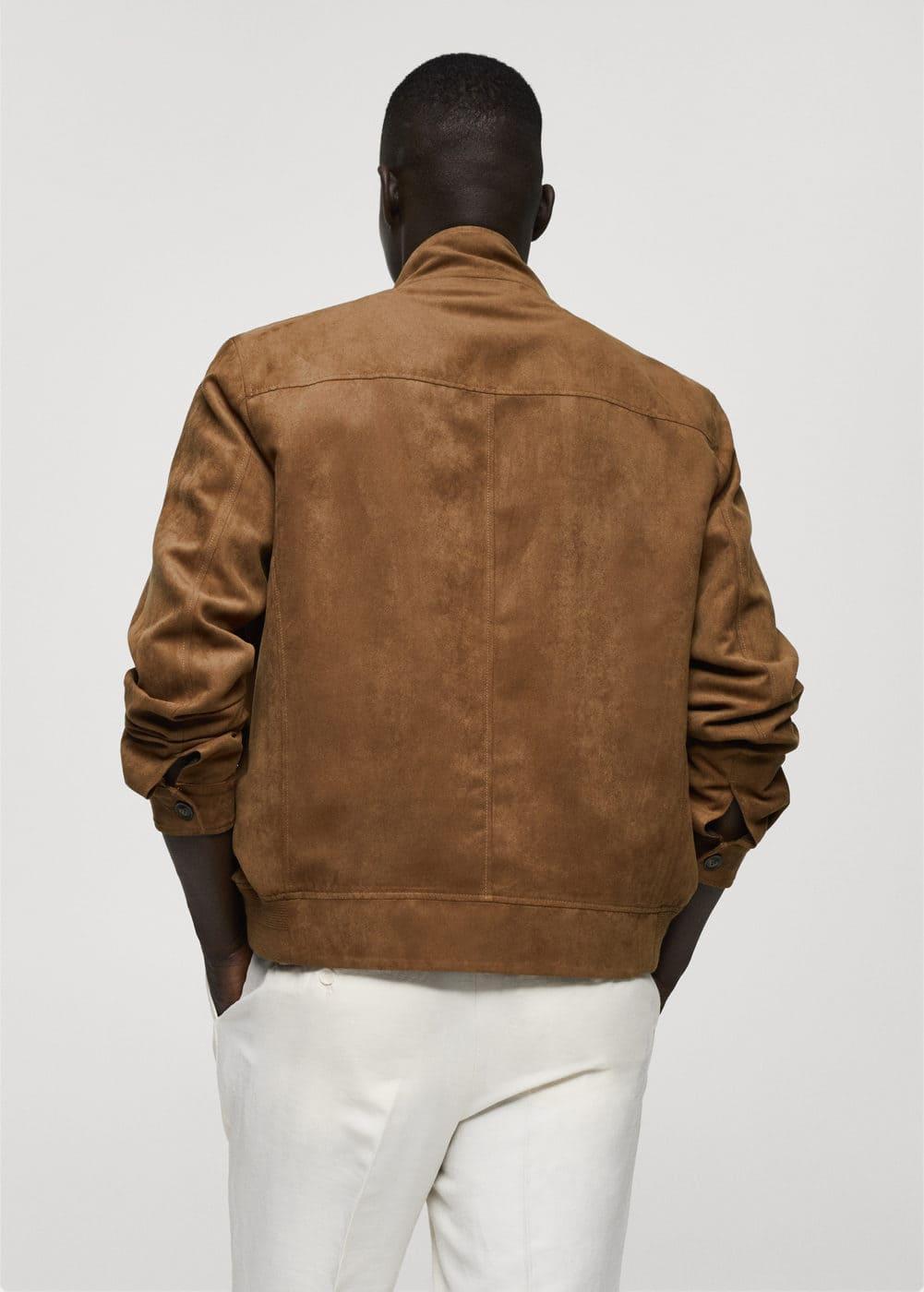 Suede-effect jacket with zip - Men | MANGO USA Product Image