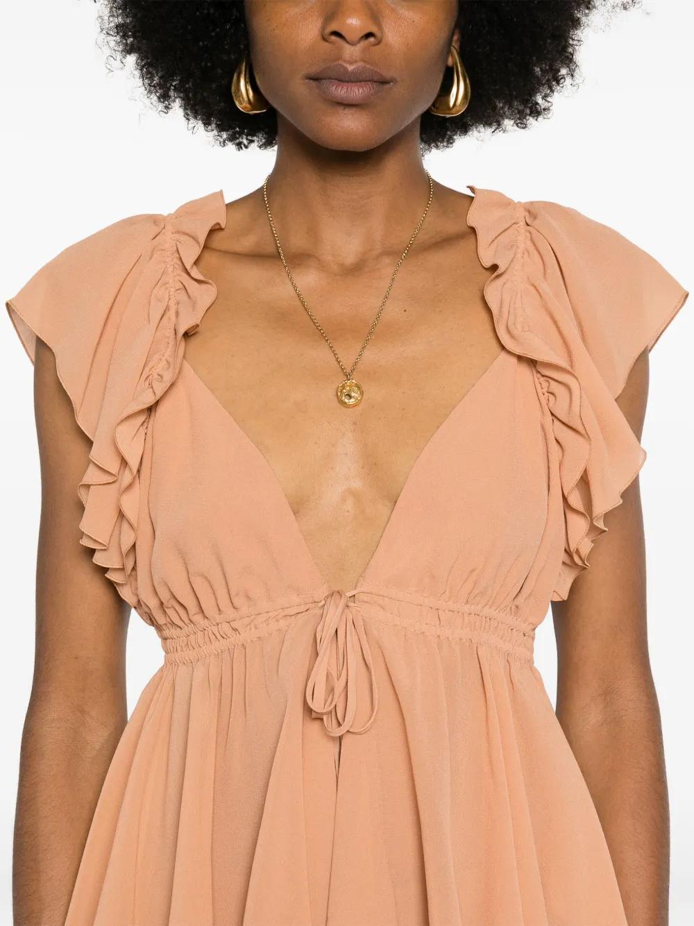 ruffled sleeveless silk blouse Product Image