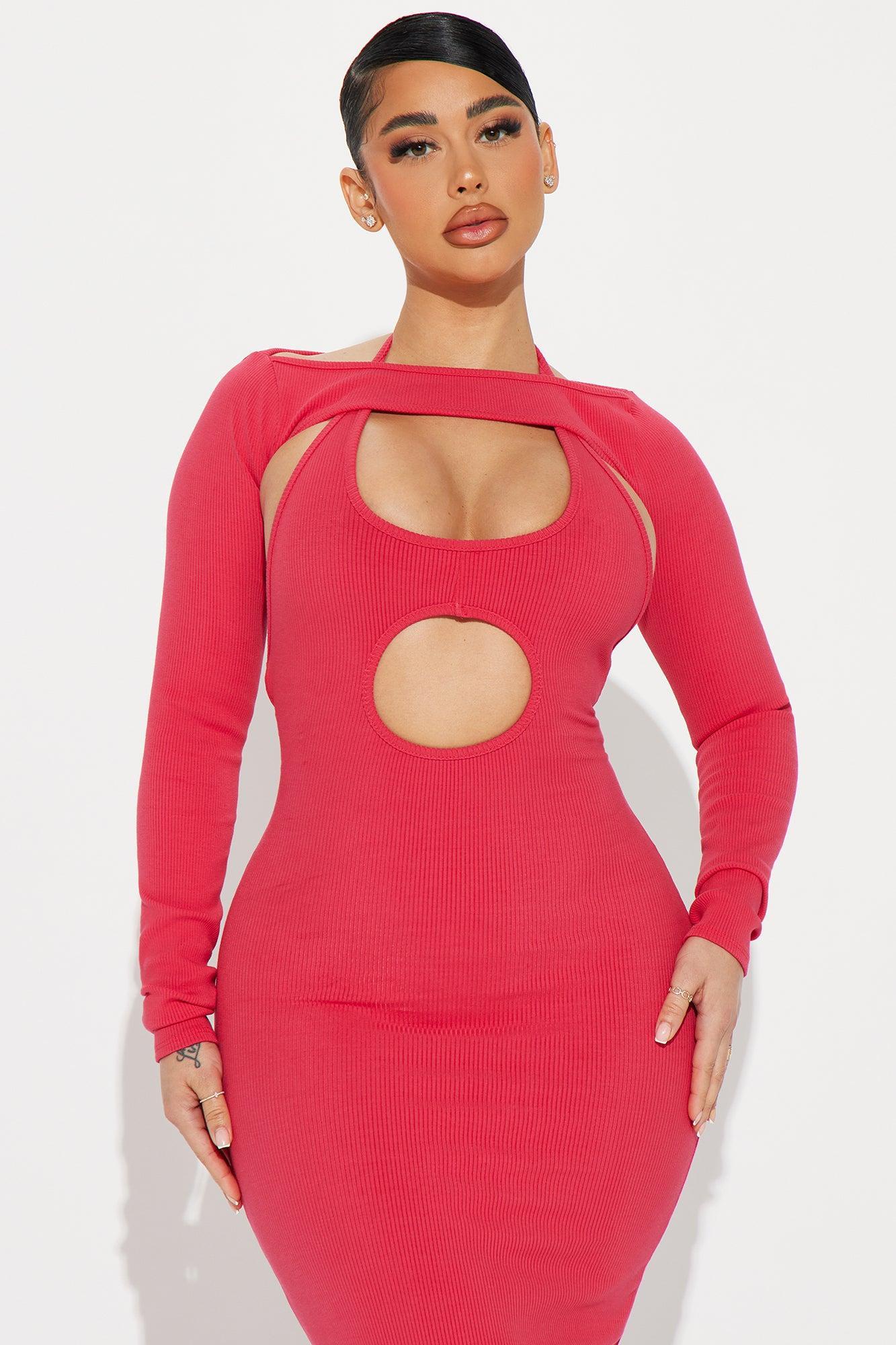 Mari Snatched Maxi Dress - Raspberry Product Image