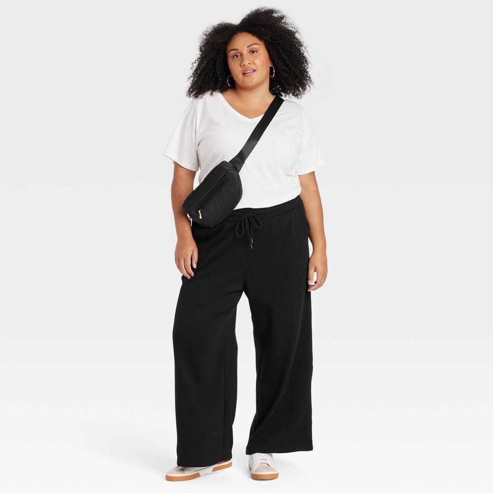 Women's High-Rise Wide Leg Pull-On Fleece Pants - Ava & Viv™ Product Image