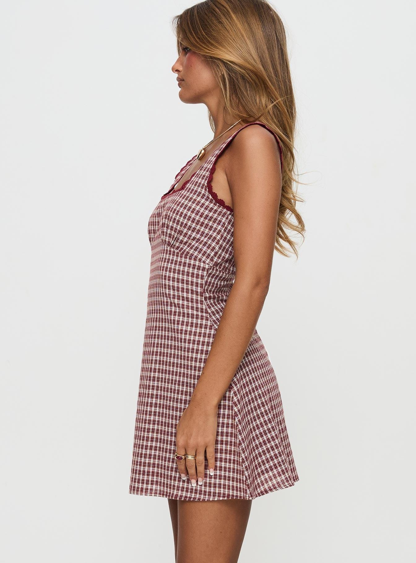 Dasha Mini Dress Red Check Product Image