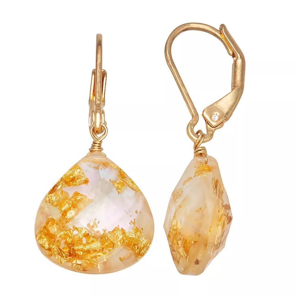 Napier Gold Tone Summer Abalone Leverback Drop Earrings, Women's, Brown Product Image