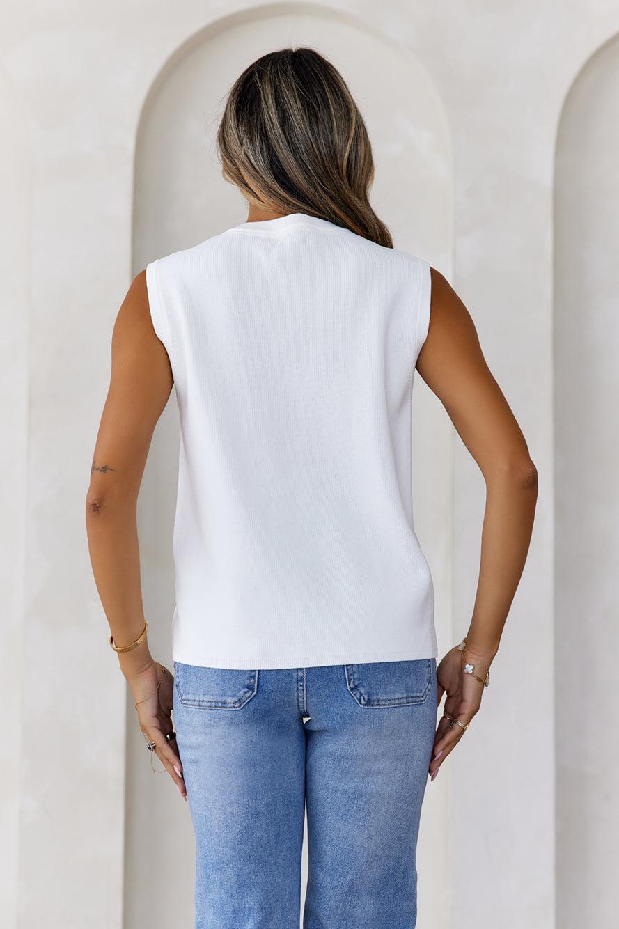 Stylish Side Knit Vest White Product Image