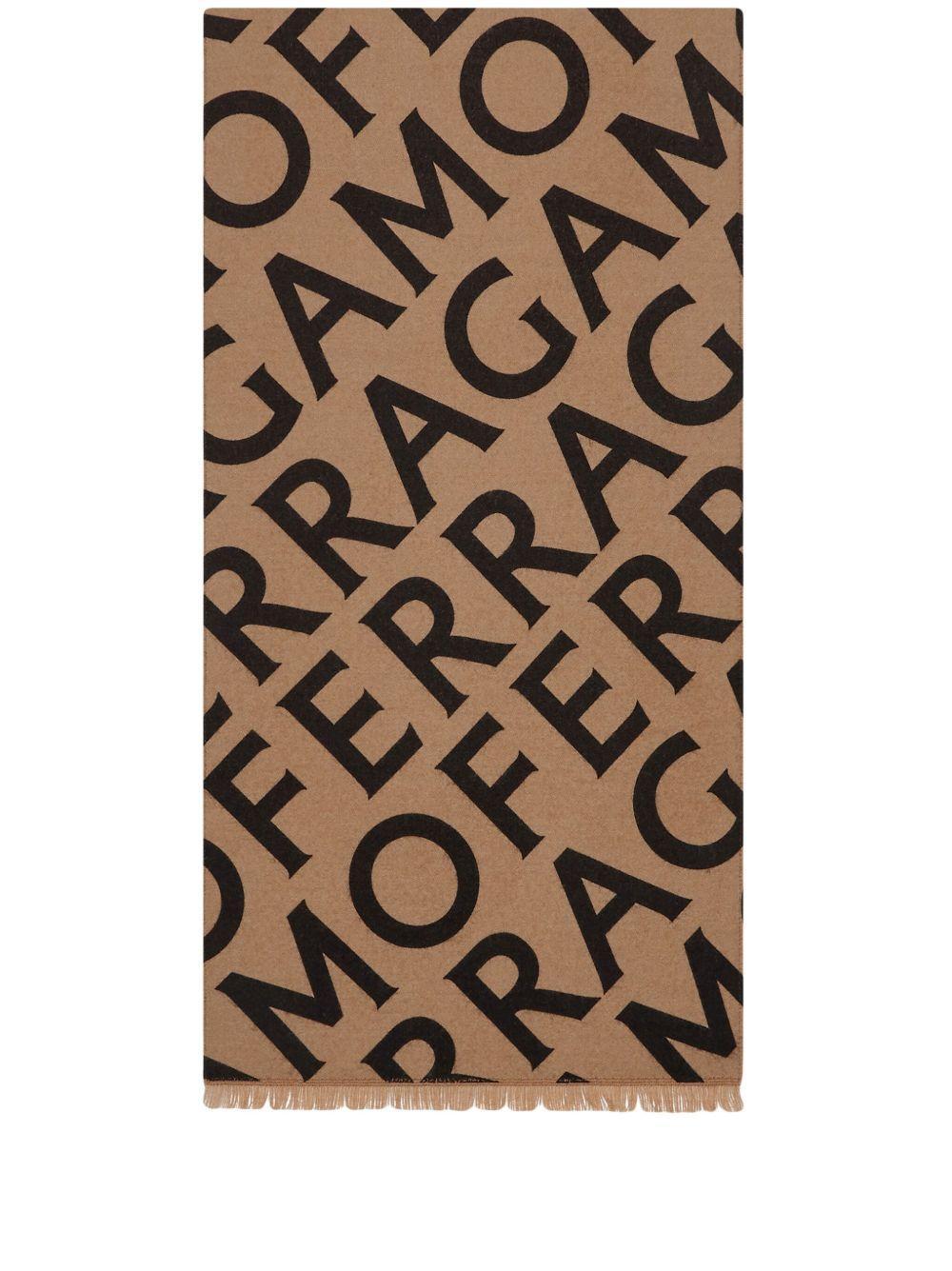 logo intarsia-knit fringed scarf Product Image