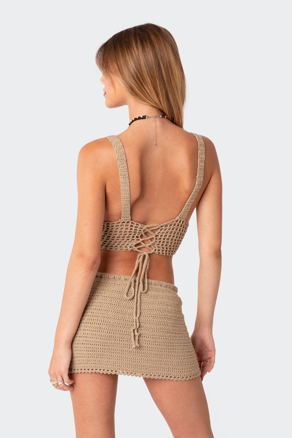 Baeside Crochet Lace Up Top Product Image