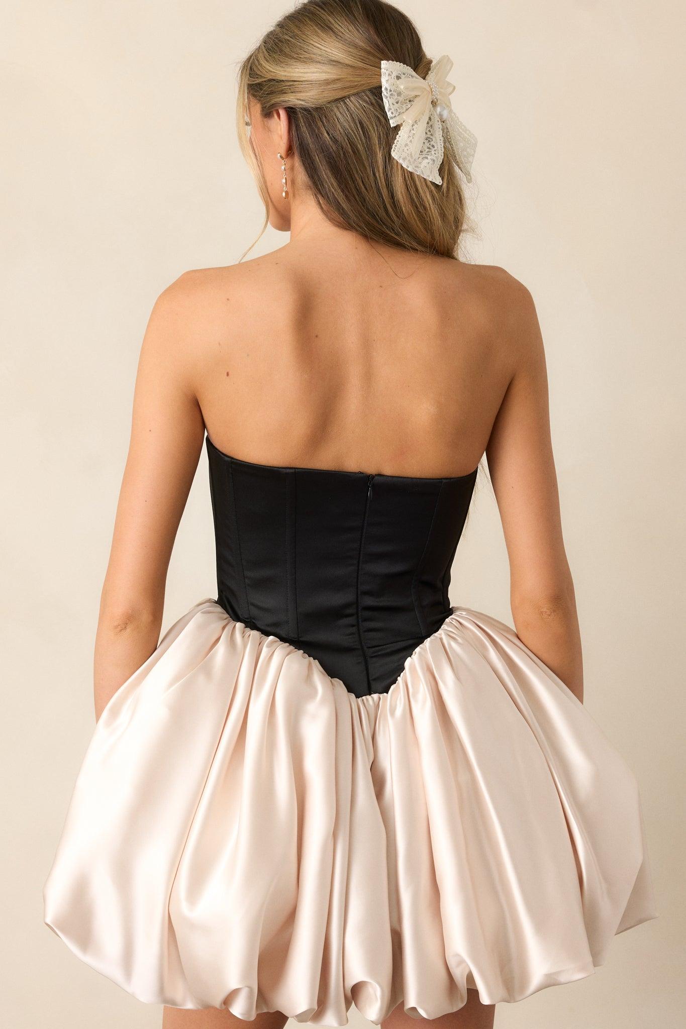 Love Letters Black & Ivory Corset Bubble Mini Dress Product Image