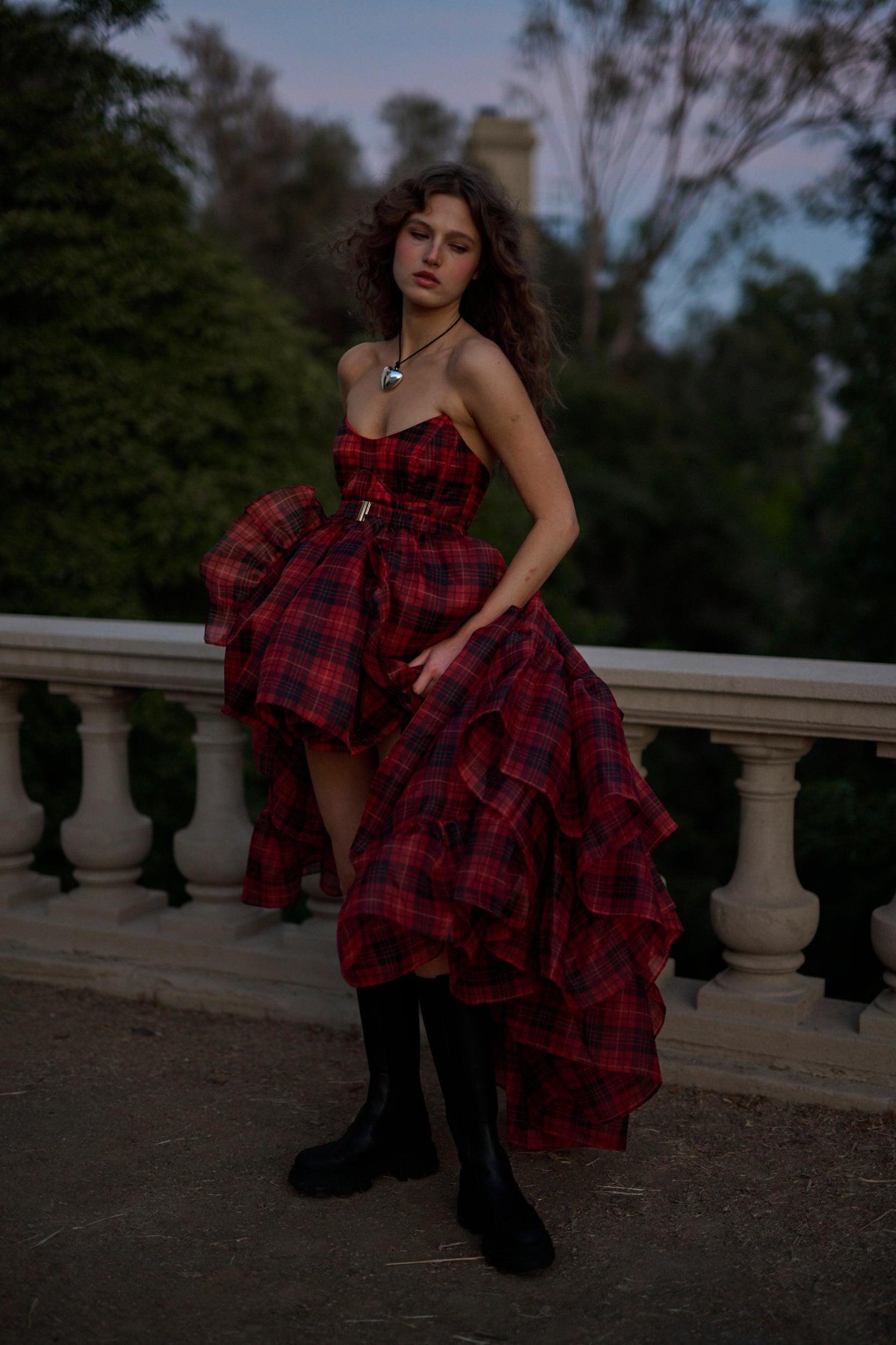 The Royal Tartan Veuve Dress & Tournure Set Product Image