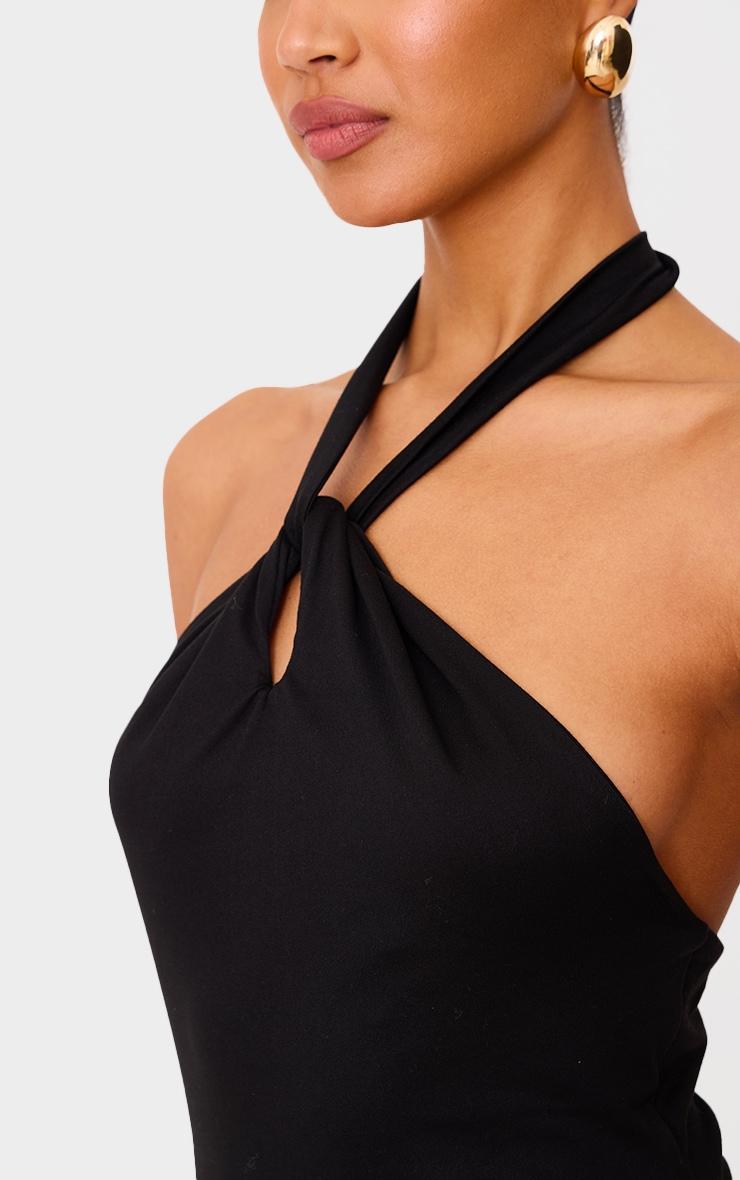 Black Double Contour Halterneck Low Back Maxi Dress Product Image