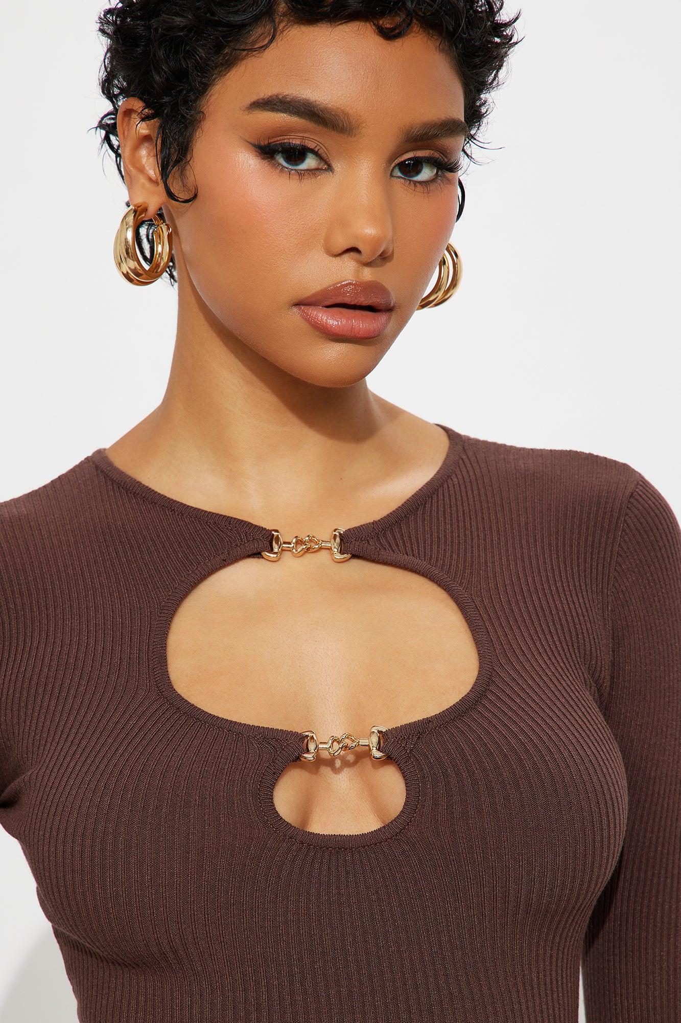 Sara Cut Out Bodysuit - Chocolate Product Image