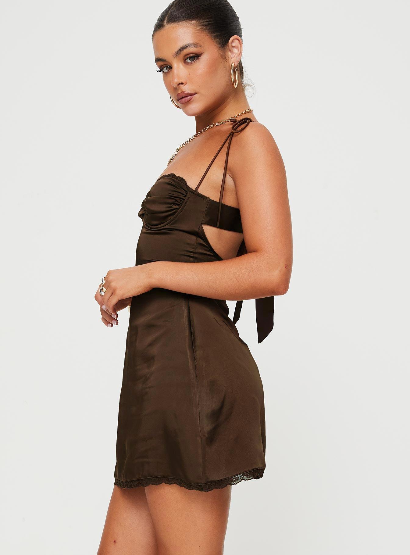 Wayzer Mini Dress Chocolate Product Image