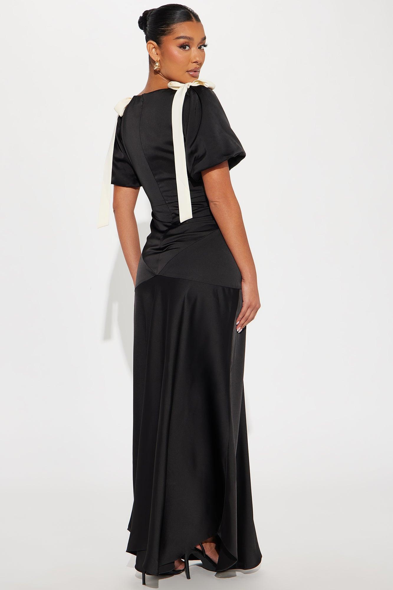 Elena Satin Maxi Dress - Black Product Image
