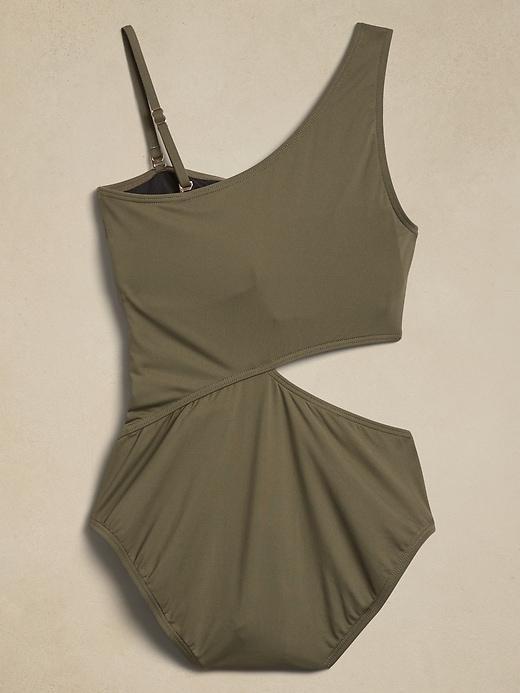 Asymmetrical Midriff Cut Out One Piece Product Image