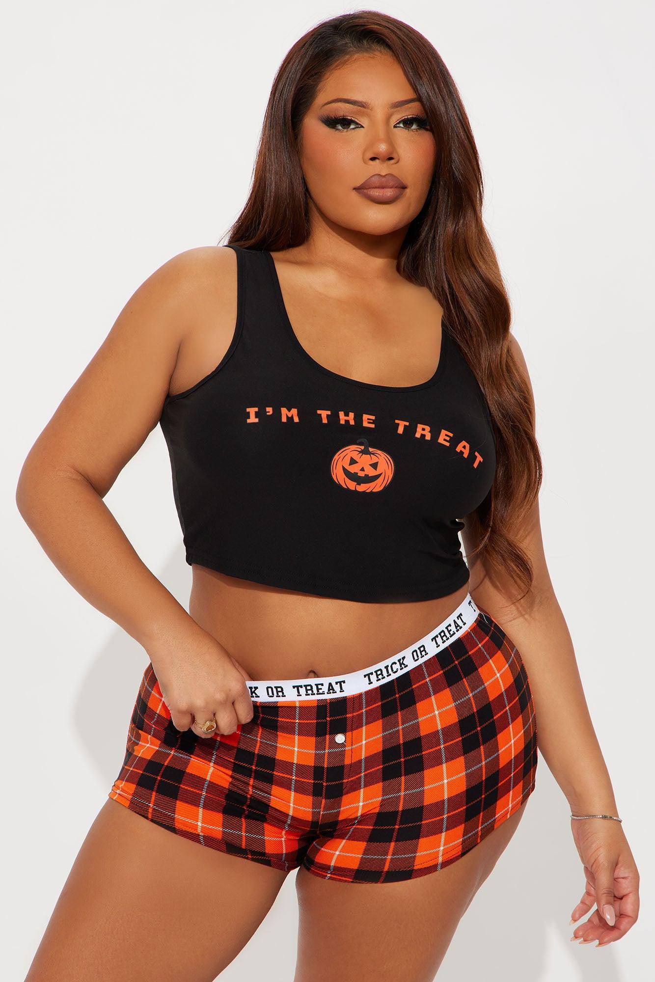 I'm The Treat Halloween PJ Short Set - Black Product Image