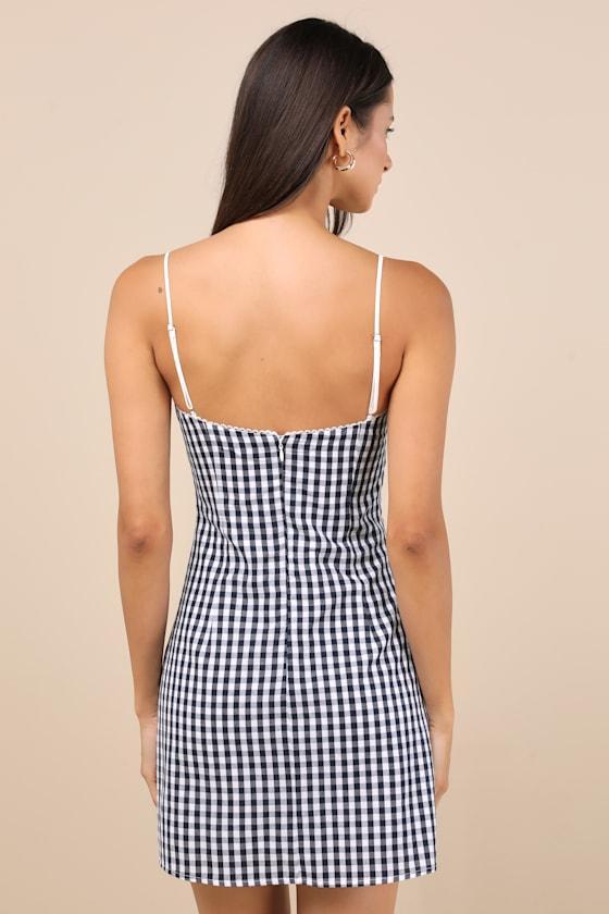 Serrano Navy Gingham Mini Dress Product Image