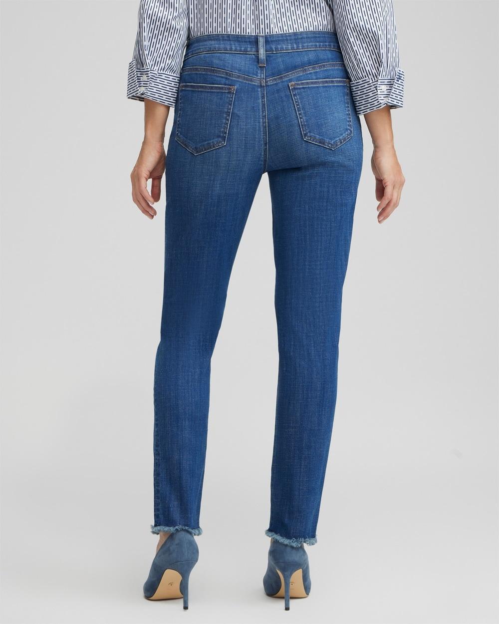 Petite Girlfriend Fray Hem Ankle Jeans Product Image