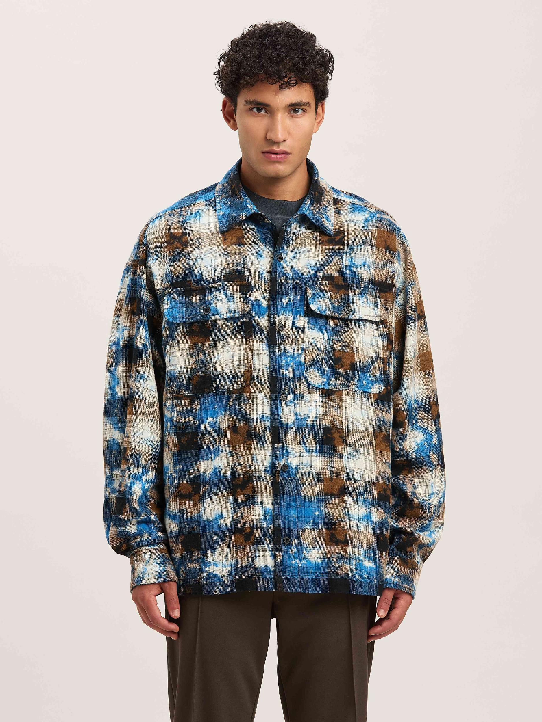 CURVED LOGO CHECK SHIRT LS LIGHT BLUE - Product Image