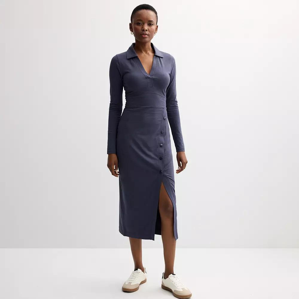 Womens Grey State Collared Jersey Dress Product Image