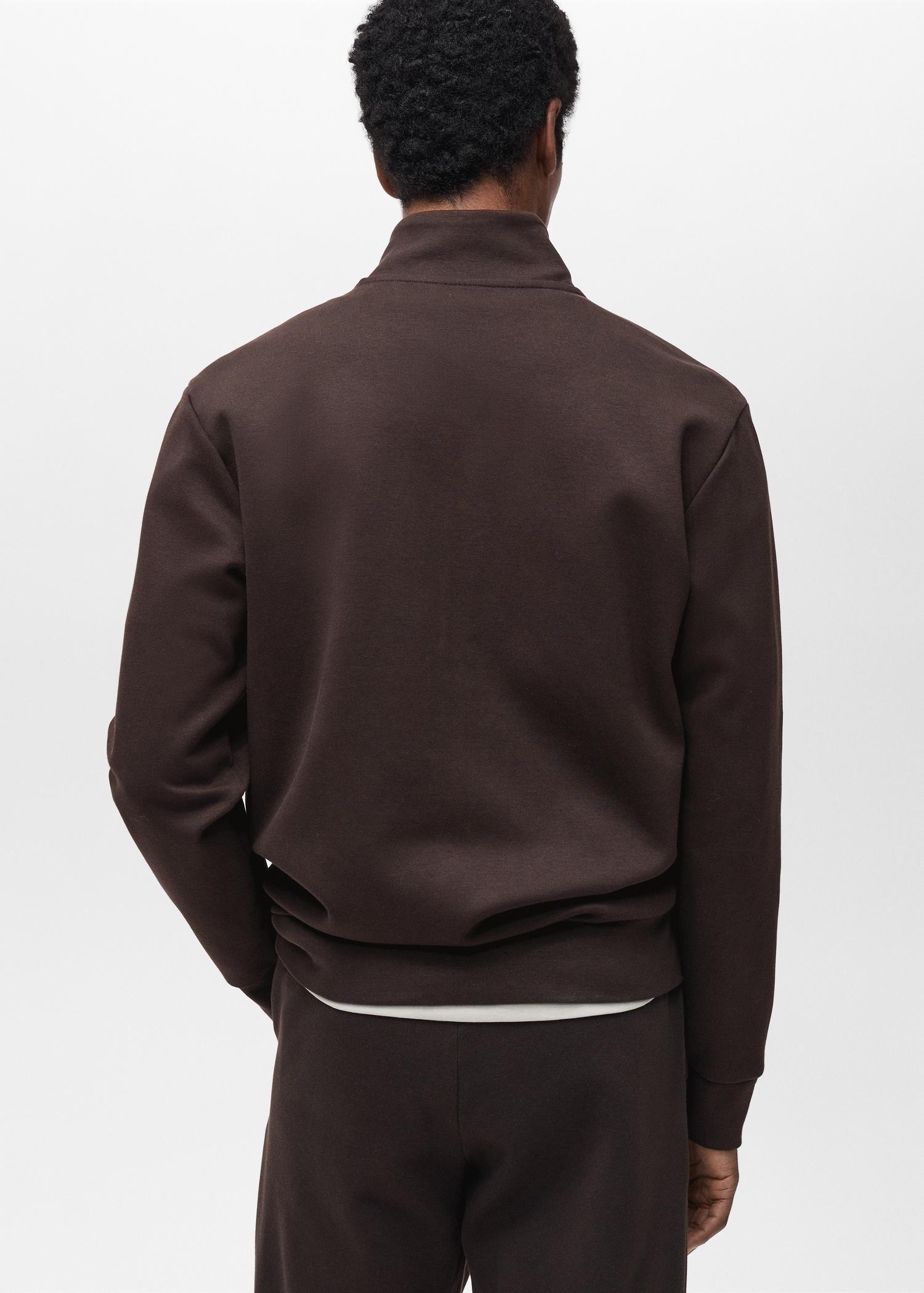 Cotton perkins-neck sweatshirt with zipper - Men | MANGO USA Product Image