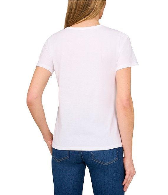 CeCe Knit Crew Neck Short Sleeve Floral Graphic Tee Product Image