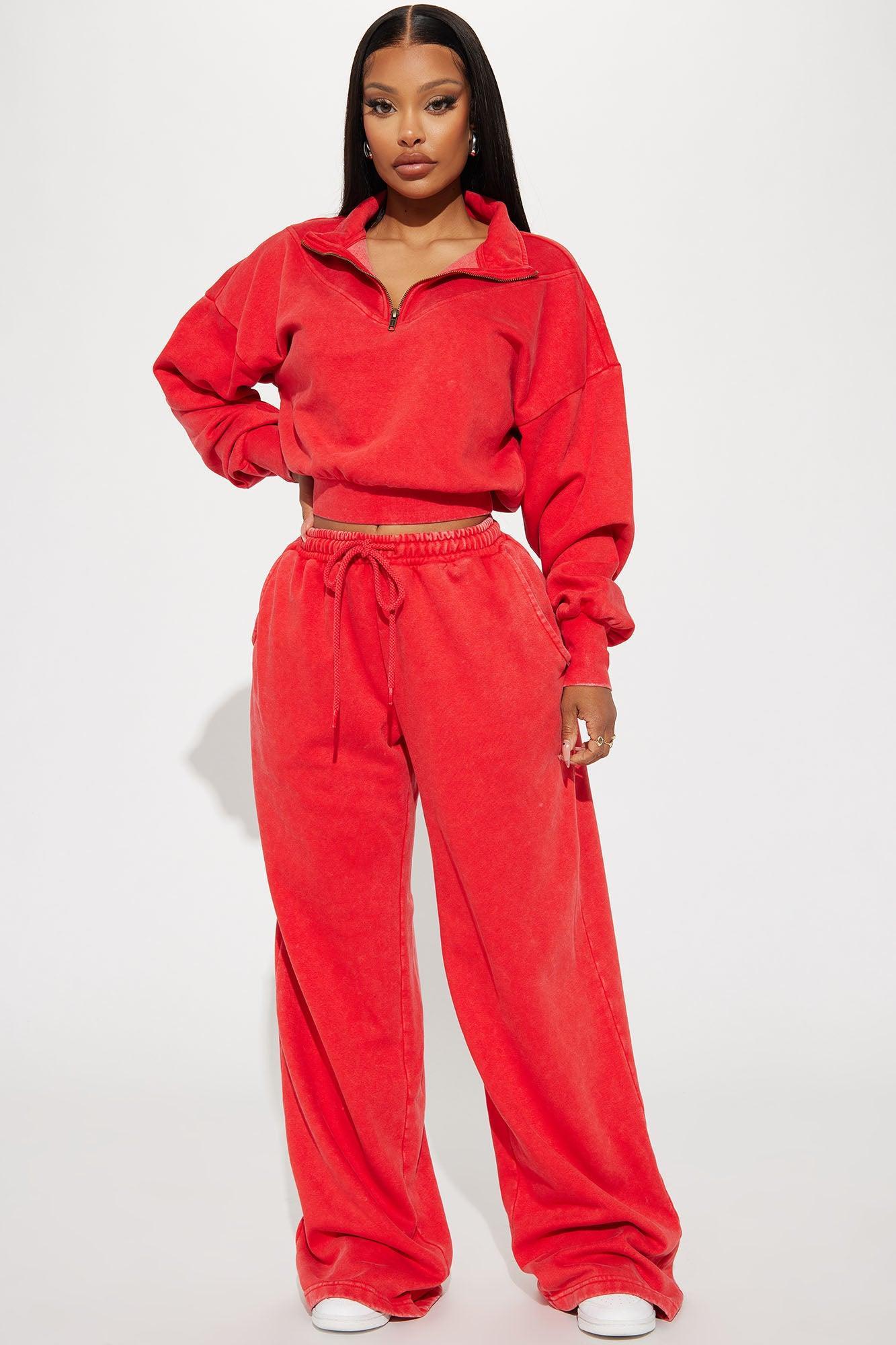 Rested Lounge Wide Leg Jogger - Red Product Image