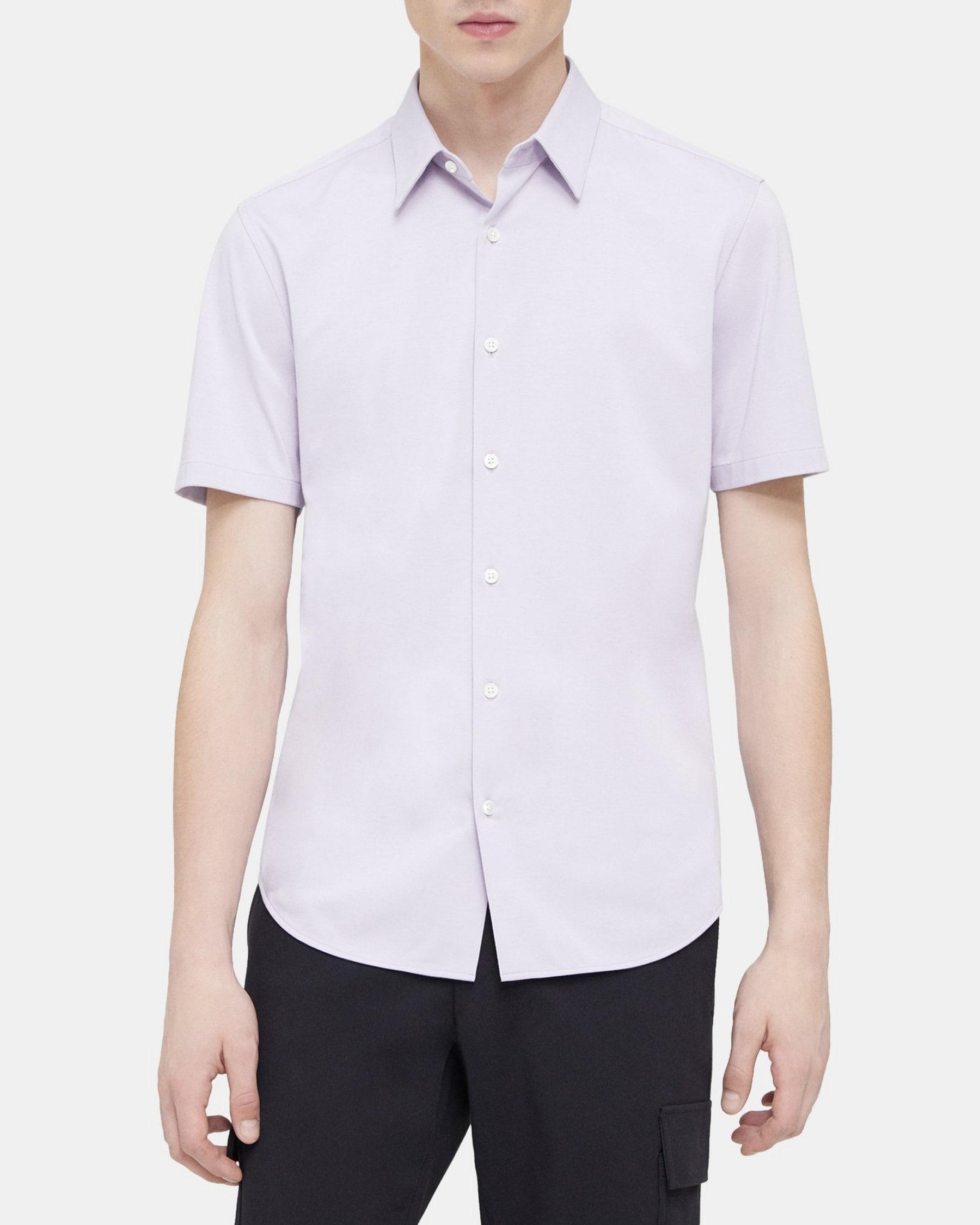 Standard-Fit Short-Sleeve Shirt in Structure Knit Product Image