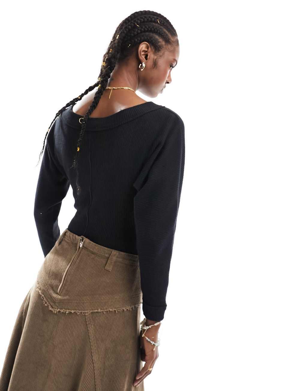Free People ribbed wrap long sleeve bodysuit Product Image