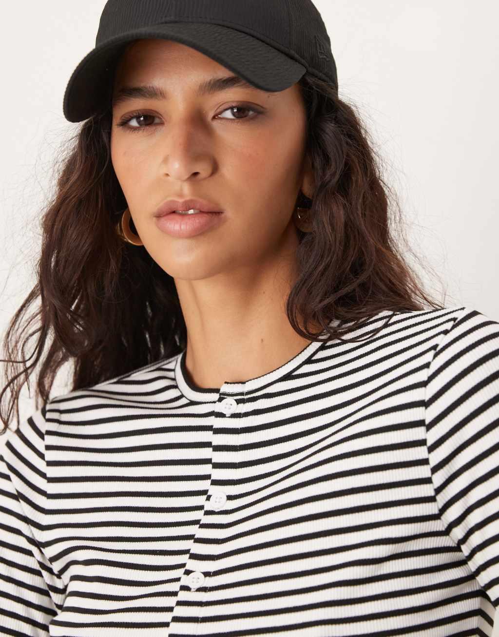 Miss Selfridge button down rib stripe cardigan Product Image