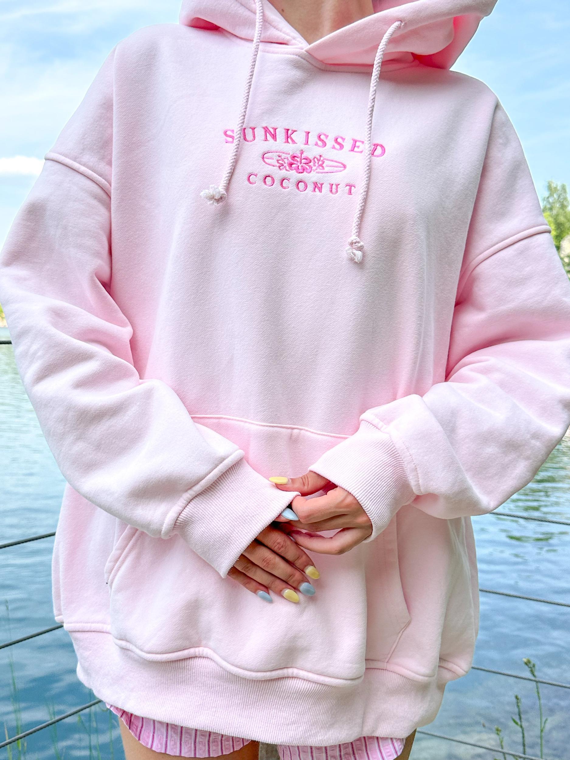 Light Pink Embroider Sunkissedcoconut Hoodie Girls Product Image