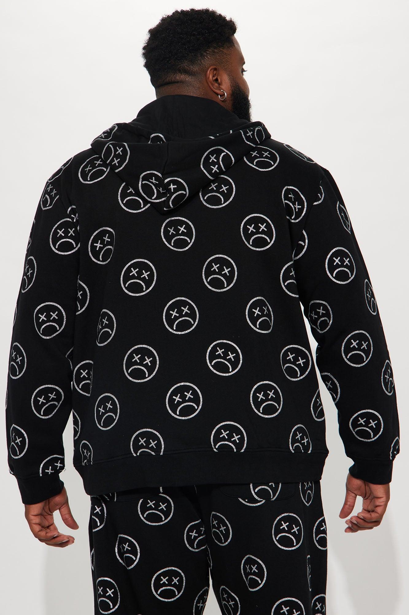 Sad Times Zip Up Hoodie - Black Product Image