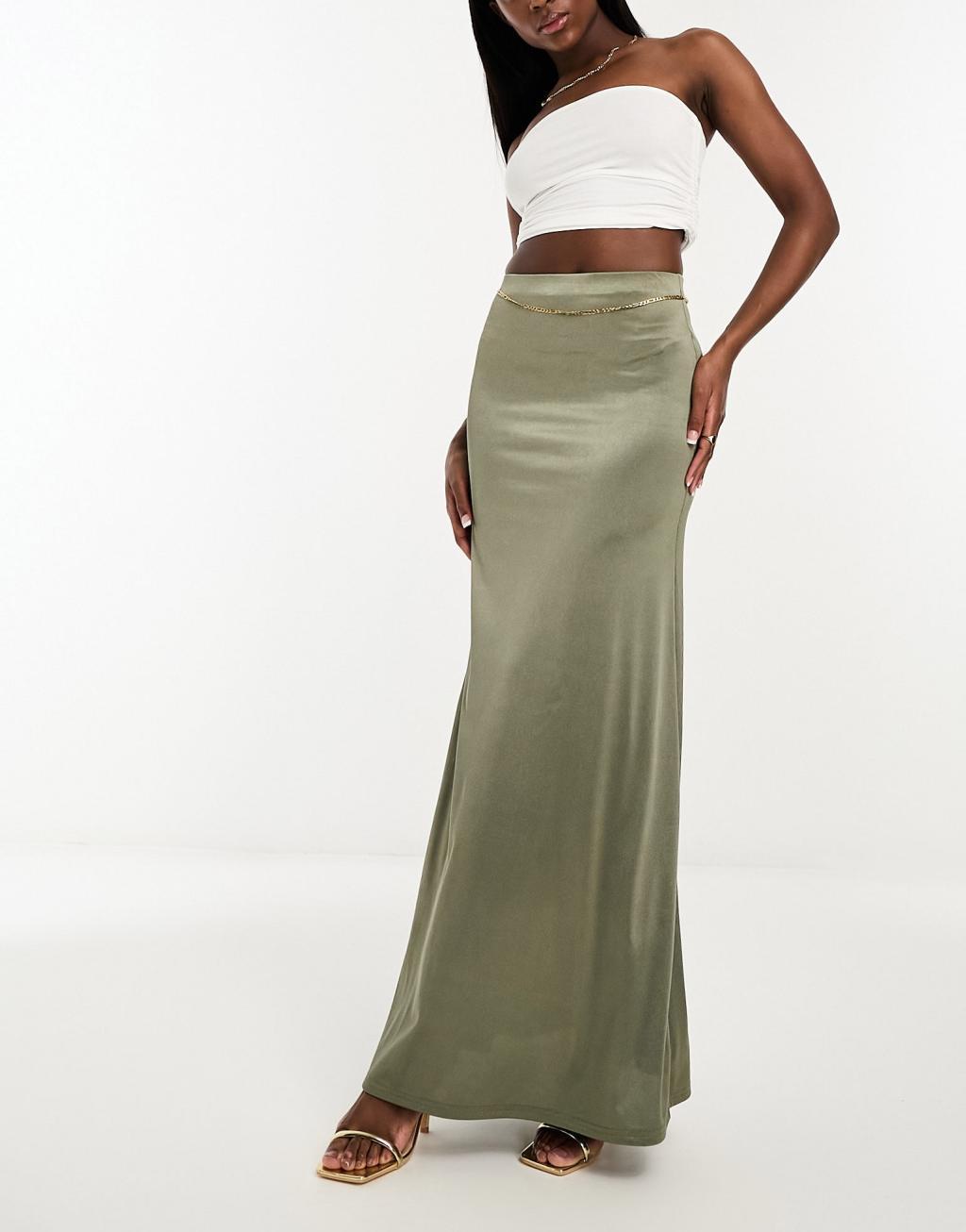 ASOS DESIGN satin twill maxi skirt Product Image