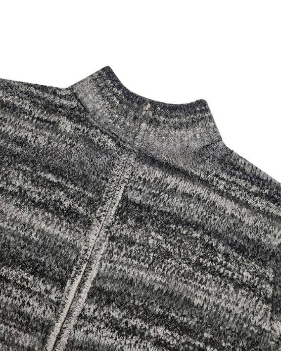 Long Sleeve Stand Collar Gradient Loose-Fit Zip-Up Cardigan Product Image