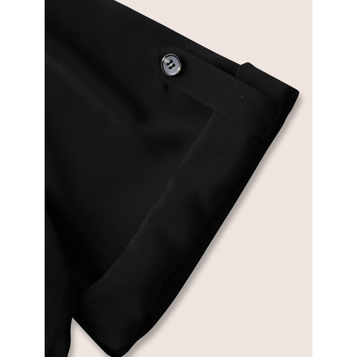 Plus Size Black Shirt Collar Button Cuff Sleeve Blouse Women Work From Home Half Sleeve Shirt collar Work Blouses BloomChic 30/6X Product Image