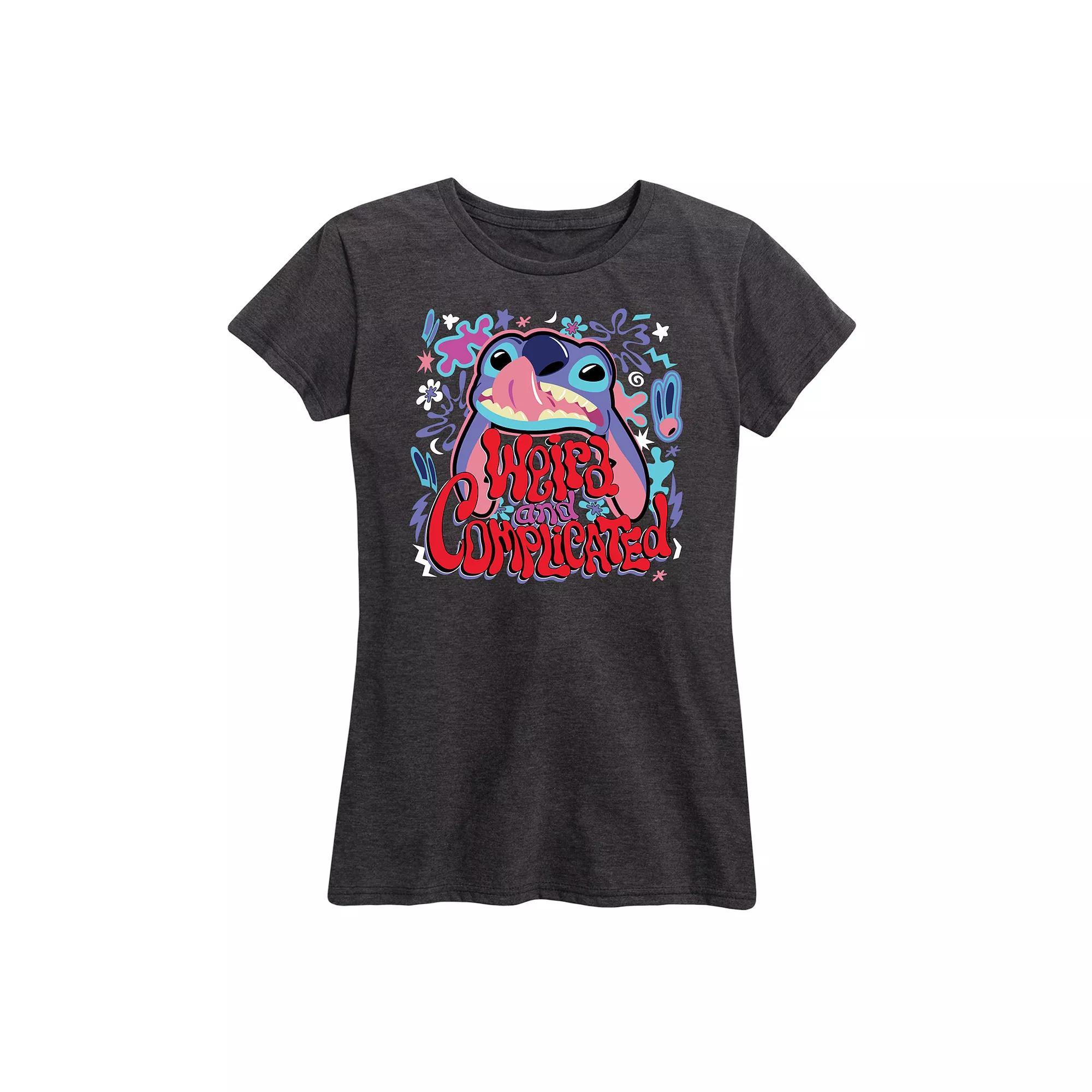 Disneys Lilo & Stitch Womens Weird Graphic Tee Blue Product Image