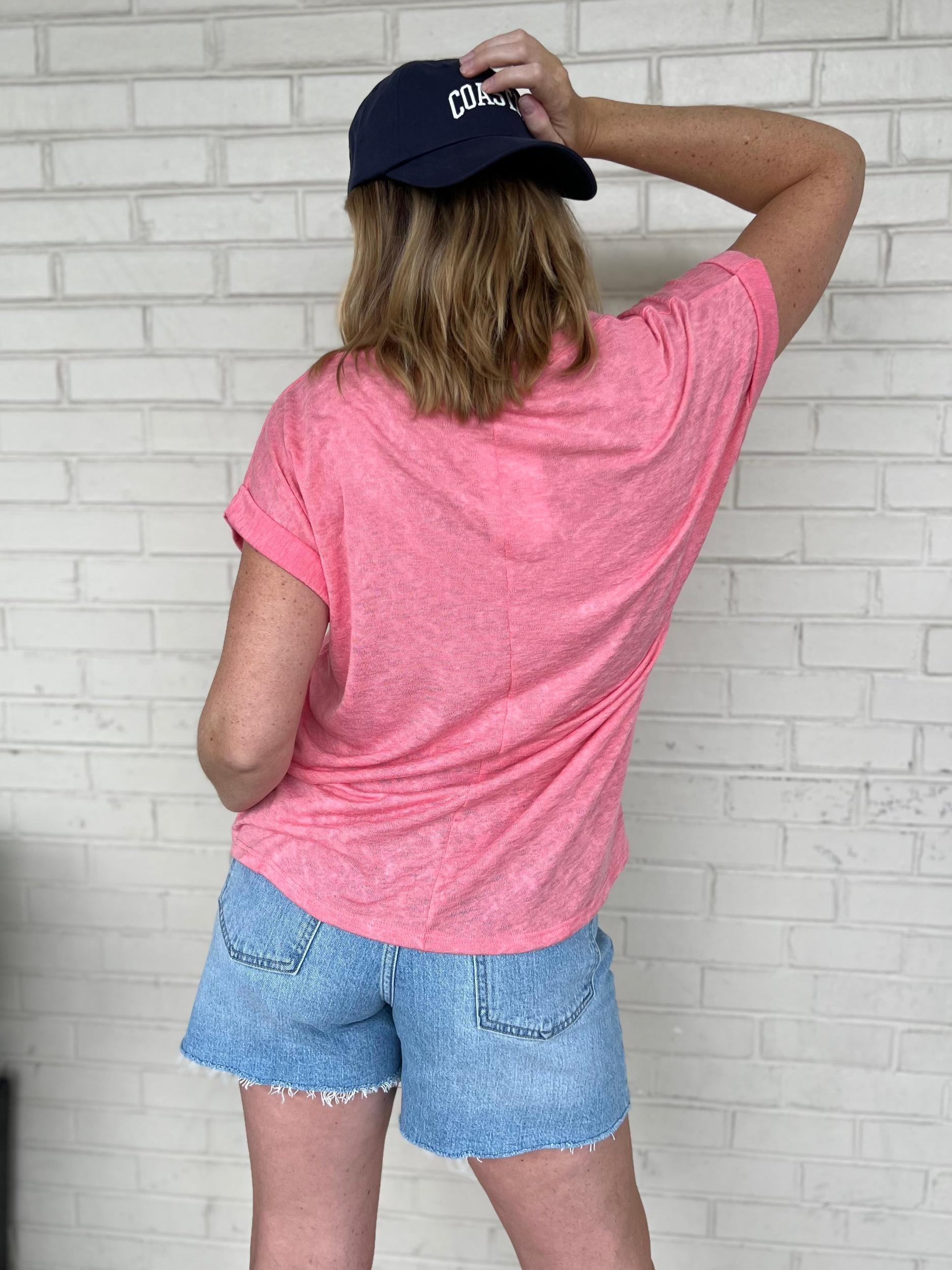 Niki V-Neck Cuffed Short Sleeve Tee Product Image