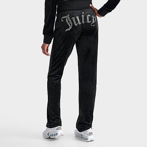 Juicy Couture Women's OG Big Bling Velour Track Pants in Black/Liquorice Size Large Polyester/Spandex/Velour Product Image
