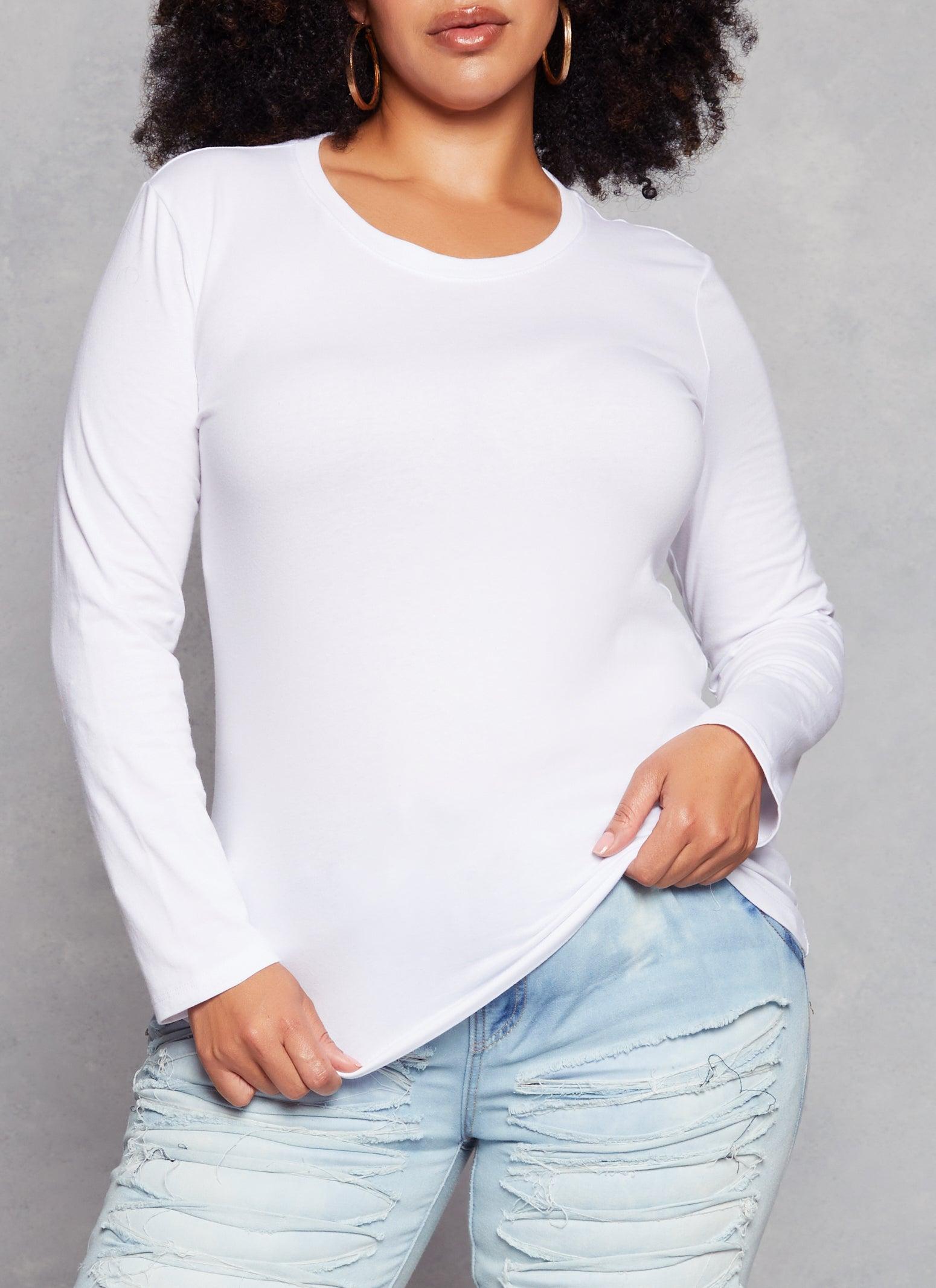 Womens Plus Size Long Sleeve Basic T Shirt Product Image