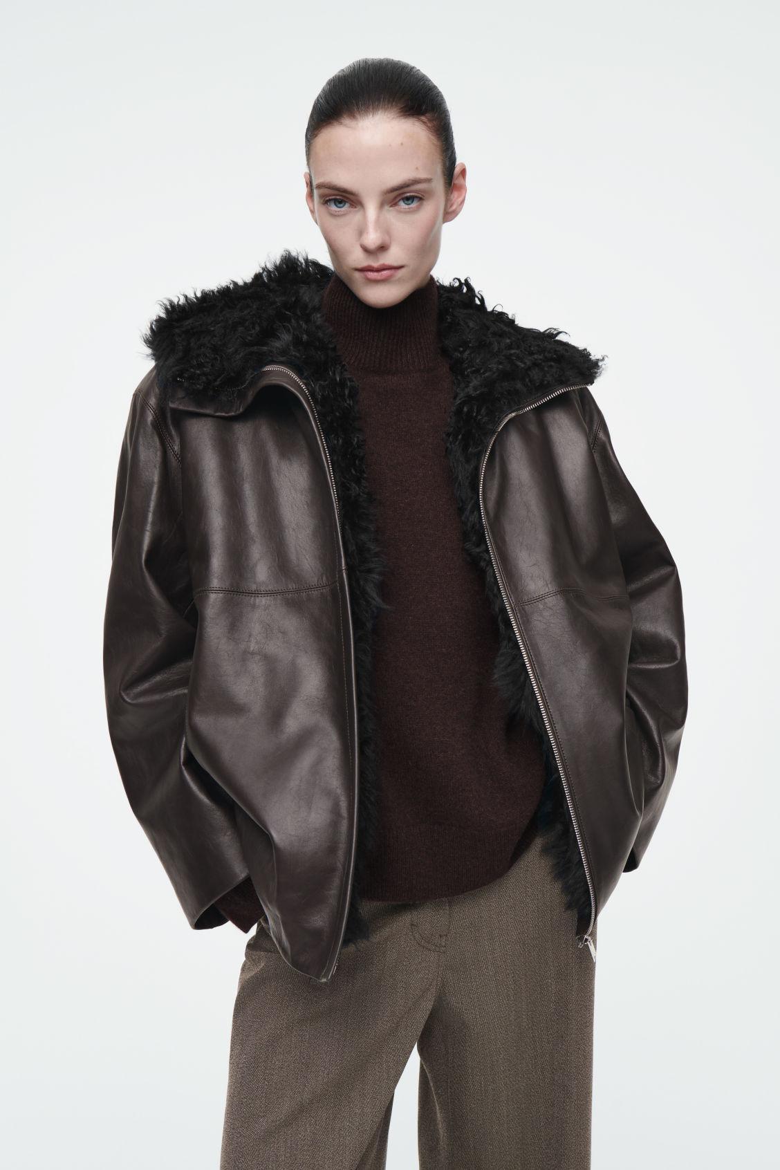 SHEARLING-LINED NAPPA HOODED JACKET Product Image