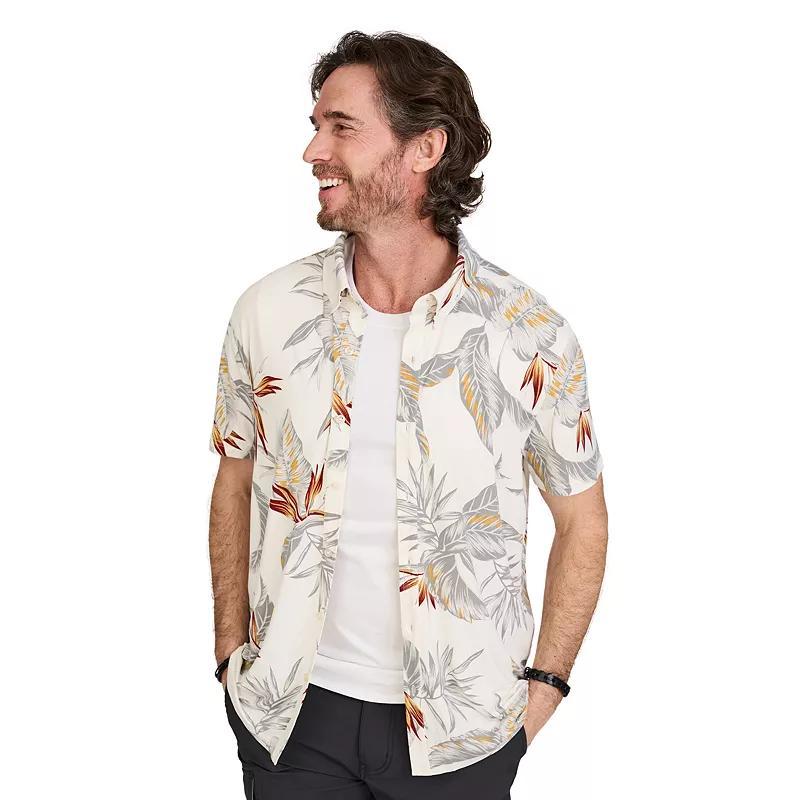Men's WEARFIRST Short Sleeve Jersey Button Front Shirt, Size: Large, White Beer Print Product Image