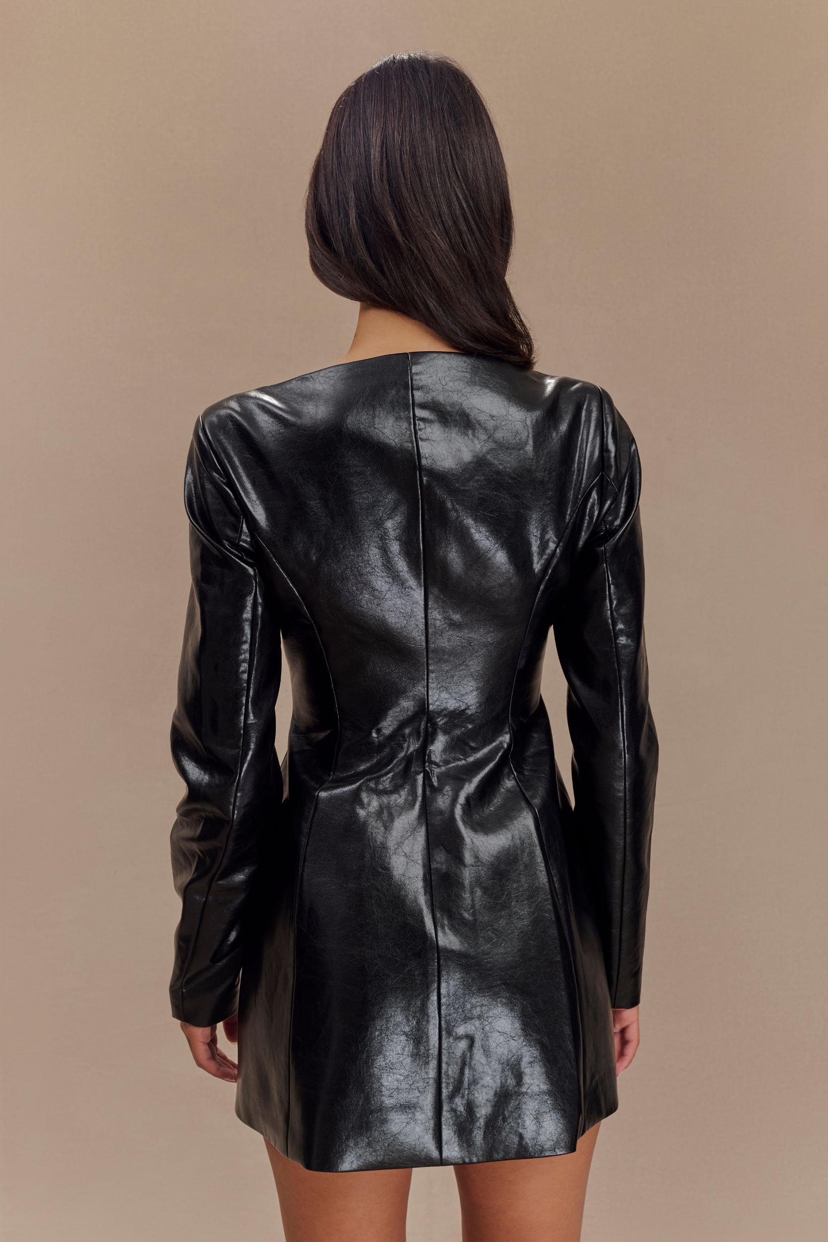 Nancy Faux Leather Mini Dress - Black Product Image