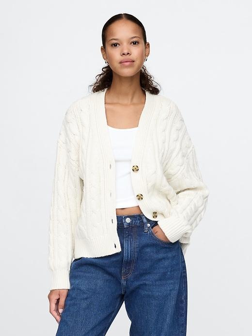 Oversized Cable-Knit Cardigan Product Image