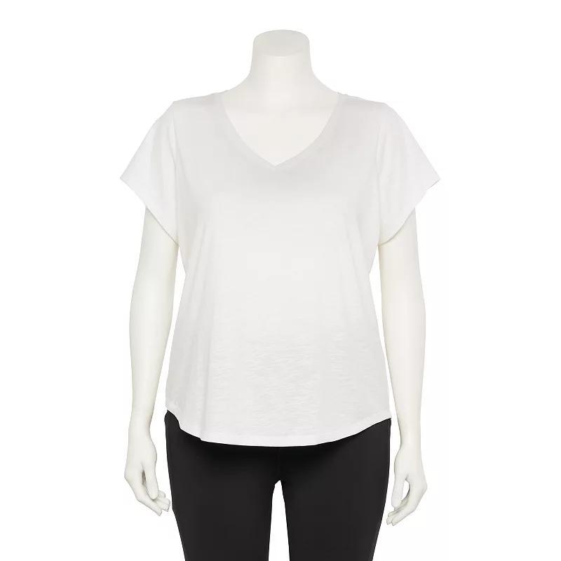 Plus Size Sonoma Goods For Life® Everyday V-Neck T-Shirt, Women's, Size: 2XL, Vital White Product Image