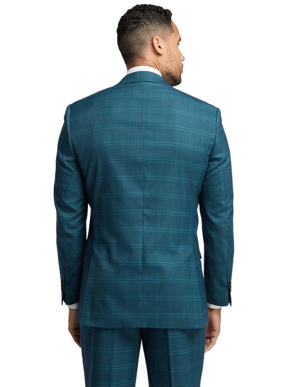 Microfiber Houndstooth Notch Lapel Suit Jacket - Navy/blue Product Image