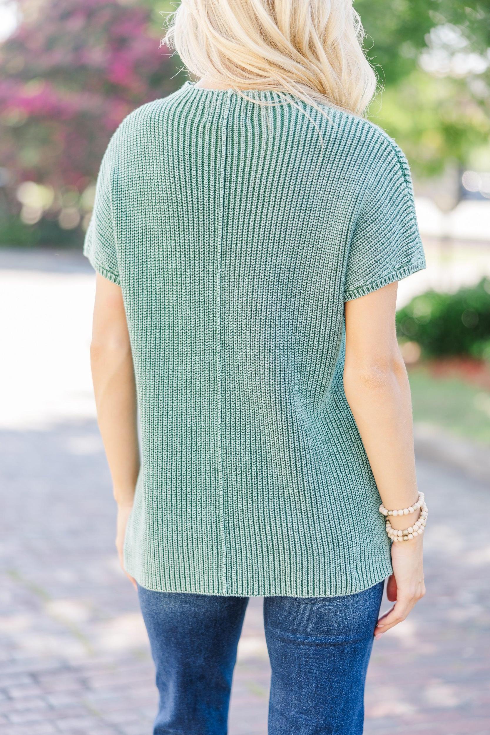 Think It Through Hunter Green Short Sleeve Sweater Female Product Image
