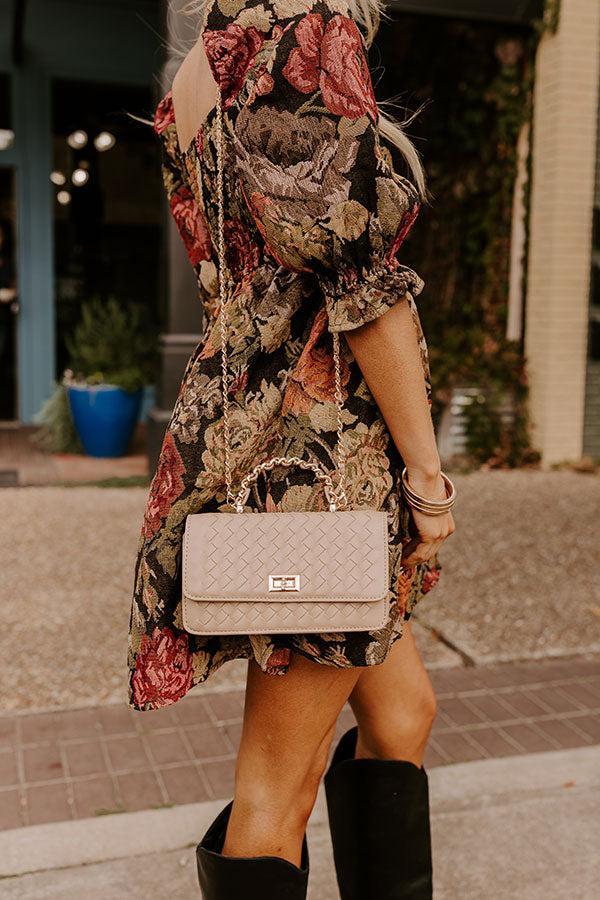 Remarkable Style Faux Leather Woven Purse in Iced Latte Product Image